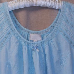 EXC Charter Club Cotton Sleeveless Calf Length Embroidery Lace Nightgown L